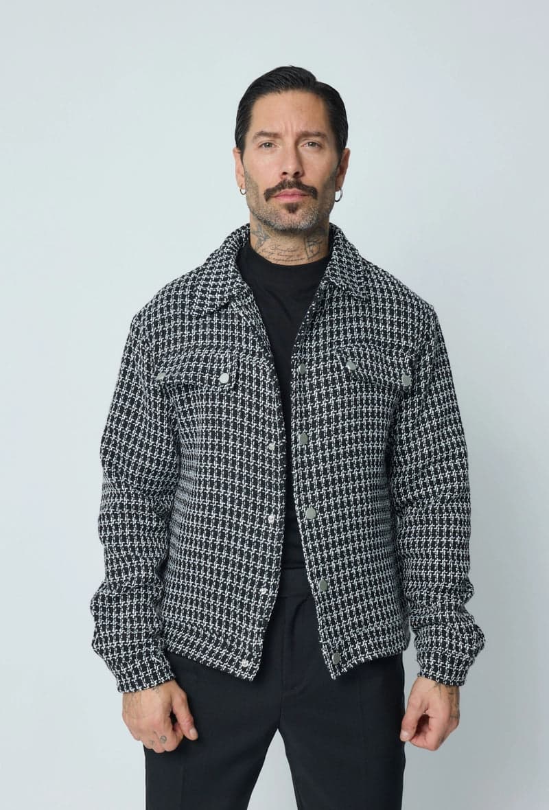 Brolazi Tweed Trucker Jacket Zwart/Wit